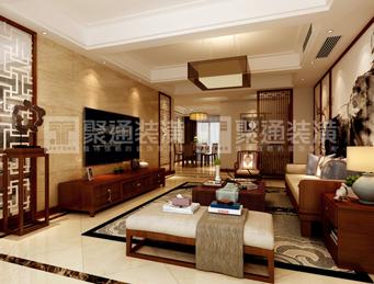 聚通裝潢設(shè)計(jì)案例-寶山中環(huán)一號(hào)157㎡公寓新中式裝修